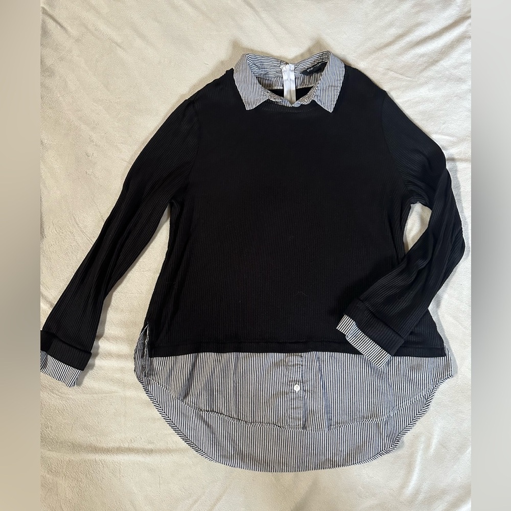Sharagano Striped Black and White Top